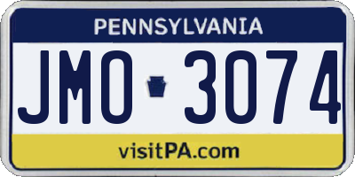 PA license plate JMO3074