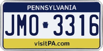 PA license plate JMO3316