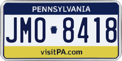 PA license plate JMO8418