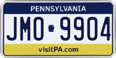 PA license plate JMO9904