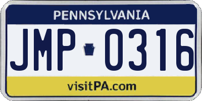 PA license plate JMP0316