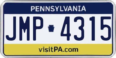 PA license plate JMP4315