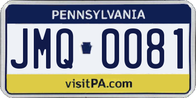 PA license plate JMQ0081
