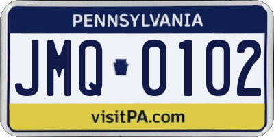 PA license plate JMQ0102