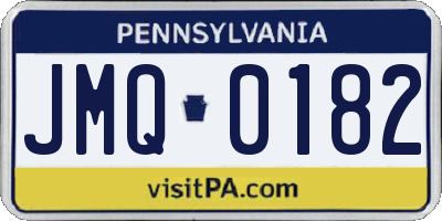 PA license plate JMQ0182