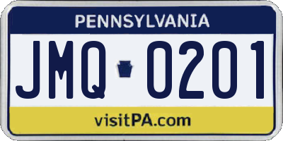 PA license plate JMQ0201