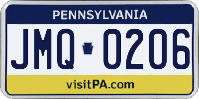 PA license plate JMQ0206