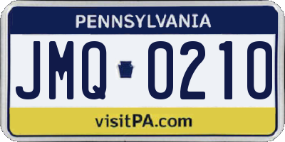 PA license plate JMQ0210