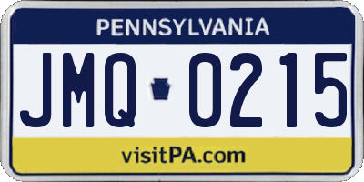 PA license plate JMQ0215