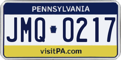 PA license plate JMQ0217