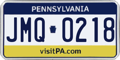 PA license plate JMQ0218
