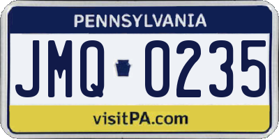 PA license plate JMQ0235