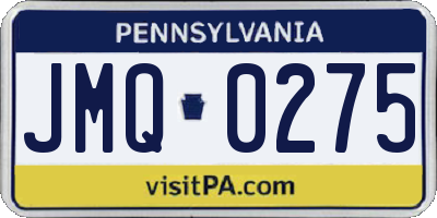 PA license plate JMQ0275