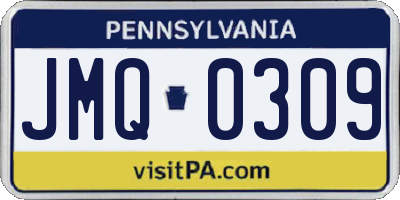 PA license plate JMQ0309