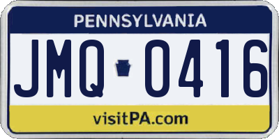 PA license plate JMQ0416