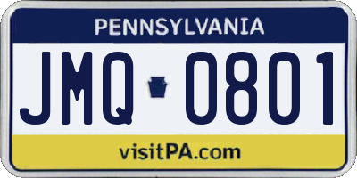 PA license plate JMQ0801
