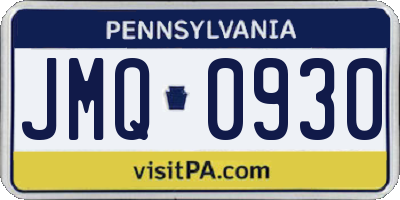 PA license plate JMQ0930