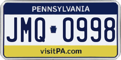 PA license plate JMQ0998