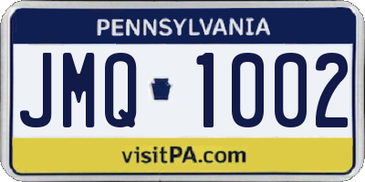 PA license plate JMQ1002