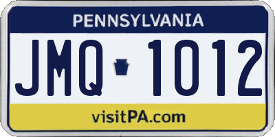 PA license plate JMQ1012