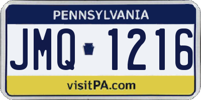 PA license plate JMQ1216