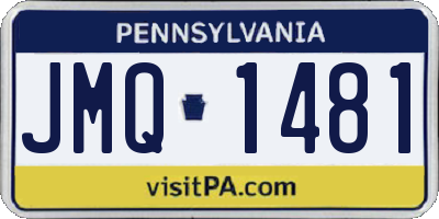 PA license plate JMQ1481