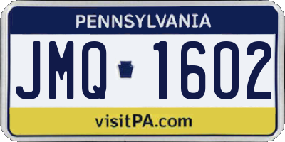 PA license plate JMQ1602