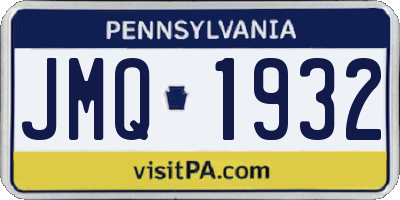 PA license plate JMQ1932
