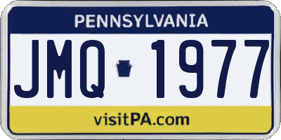 PA license plate JMQ1977