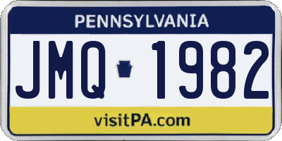 PA license plate JMQ1982