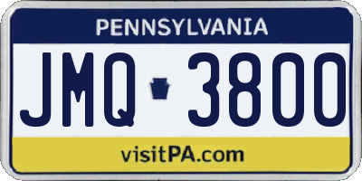 PA license plate JMQ3800