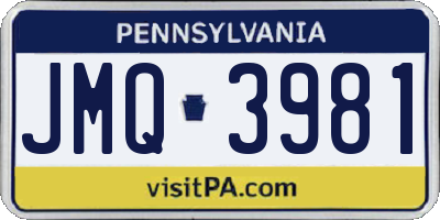 PA license plate JMQ3981