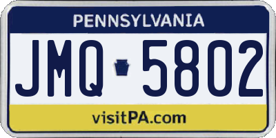 PA license plate JMQ5802