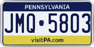 PA license plate JMQ5803