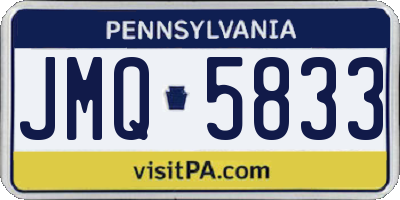 PA license plate JMQ5833
