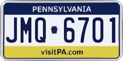 PA license plate JMQ6701