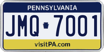 PA license plate JMQ7001
