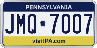 PA license plate JMQ7007
