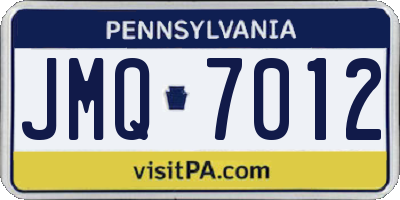 PA license plate JMQ7012