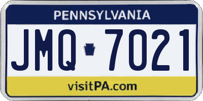 PA license plate JMQ7021