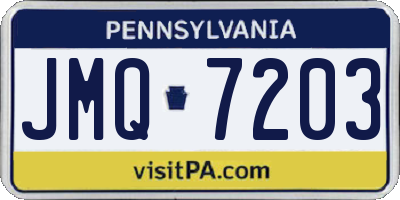 PA license plate JMQ7203