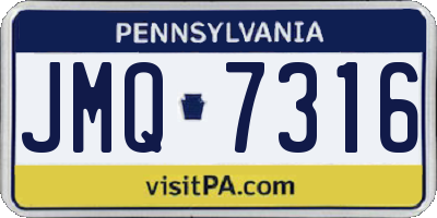 PA license plate JMQ7316