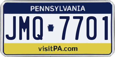 PA license plate JMQ7701