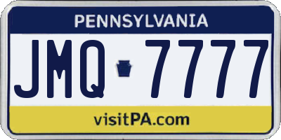 PA license plate JMQ7777