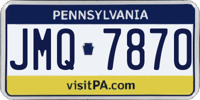 PA license plate JMQ7870
