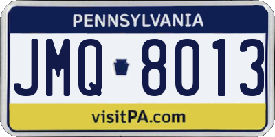 PA license plate JMQ8013