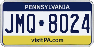 PA license plate JMQ8024