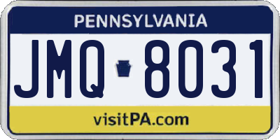 PA license plate JMQ8031