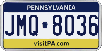 PA license plate JMQ8036