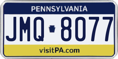 PA license plate JMQ8077
